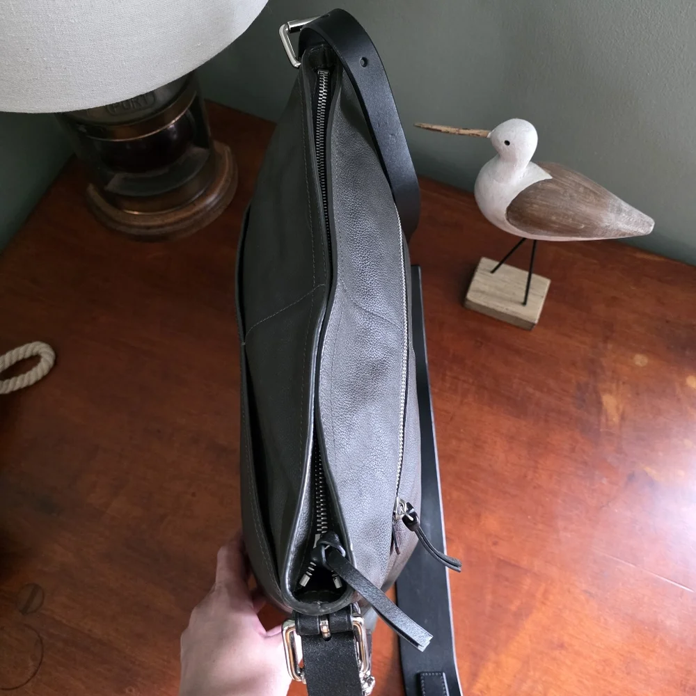 Coach 70308 Thompson Messenger Charcoal Gray Leather Laptop Messenger Bag